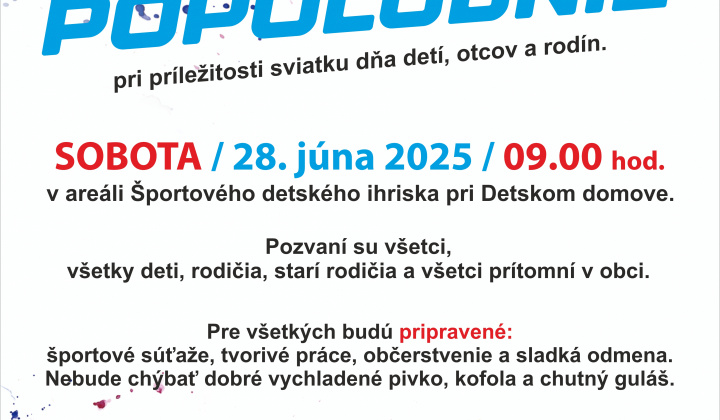 Fotka - Pozvánka na športové popoludnie pri príležitosti sviatku dňa detí, otcov a rodín a Hostovický kotlík 28.06.2025
