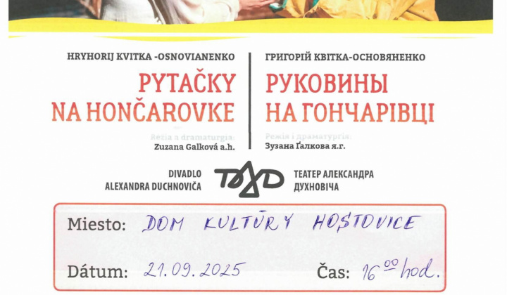 Fotka - Pozvánka na divadelné predstavenie dňa 21.09.2025- Pytačky na Hončarovke