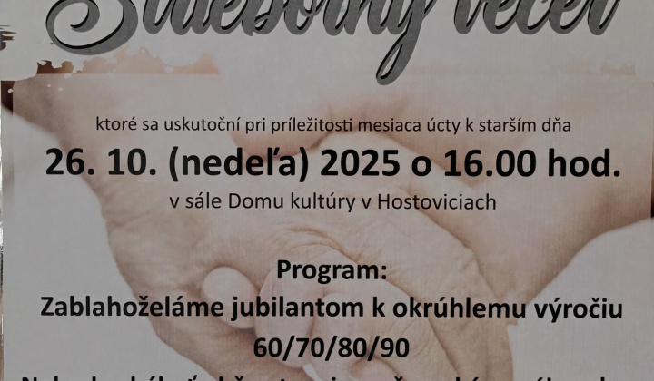 Fotka - Pozvánka na Strieborný večer dňa 26.10.2025