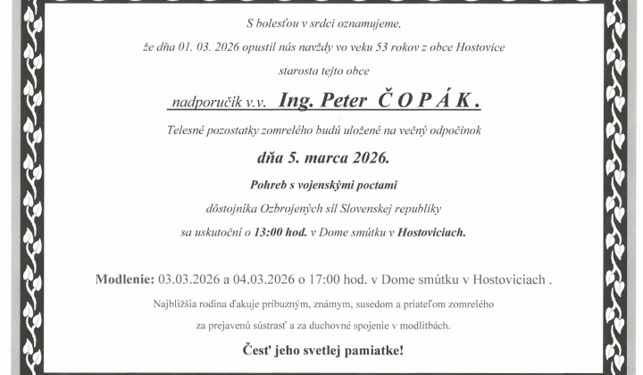 Fotka - Smútočné oznámenie